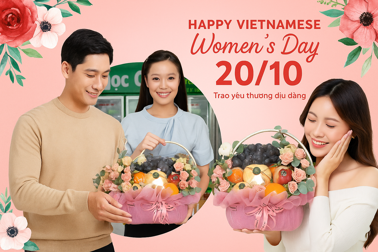 Giỏ hoa quả chúc mừng 20/10 